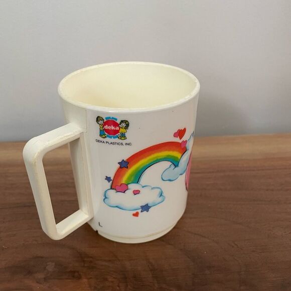 VINTAGE 1985 DEKA PLASTICS CARE BEAR CHEER BEAR PLASTIC MUG CUP - Picture 4 of 7